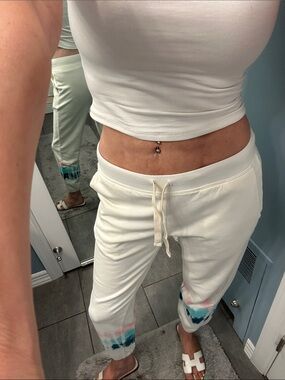 Electric & Rose New Cream Tie-Dye Hem Jogger Pants
